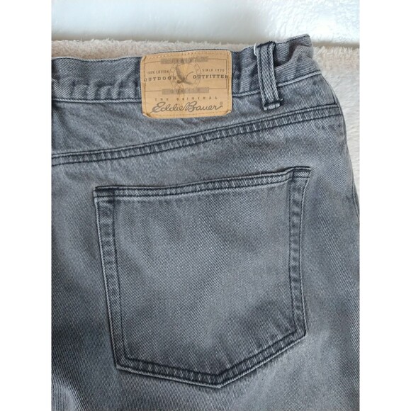 Eddie Bauer Black Denim Jeans Flannel Lined Men's 36 x 34 Faded Straight Leg - Picture 9 of 10